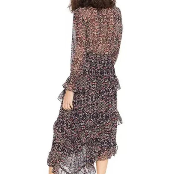 MISA LOS ANGELES Rania Asymmetrical Tiered Ruffle Dress Floral Smocked Fairy - Picture 4 of 16